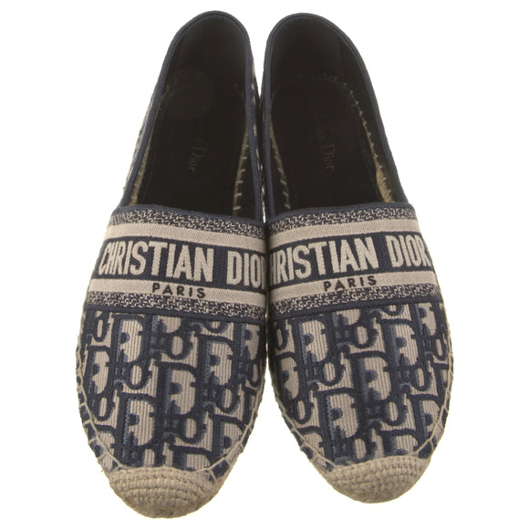 Dior Granville Espadrille Deep Blue Oblique Jacquard Embroidered Cotton 41 - Picture 1 of 9